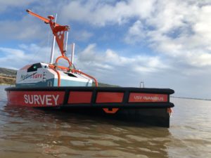 HydroSurv REAV 40 HydroSurv Unmanned Survey Vehicle on the water