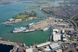 Aerial view of Portsmouth International Port